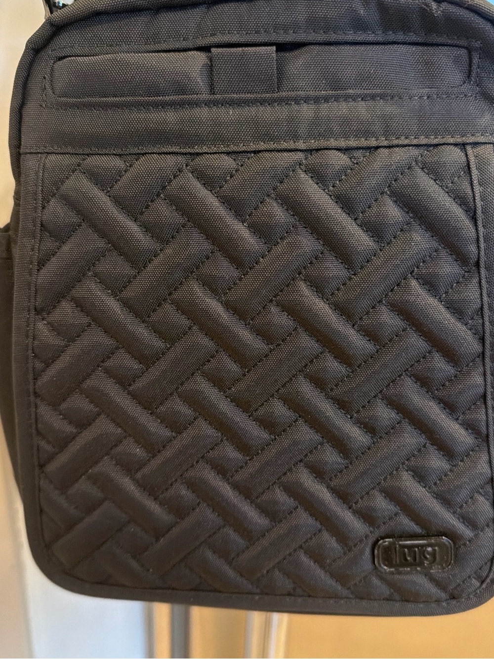 Lug Flapper Black Quilted Crossbody Bag with Matching Wallet & Extra Strap